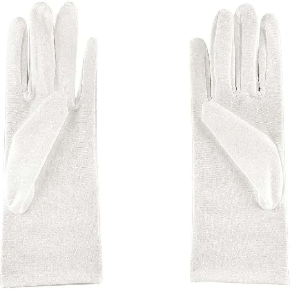 Women's Special White Flower Short Satin Gloves Formal Dress Wedding Dancing